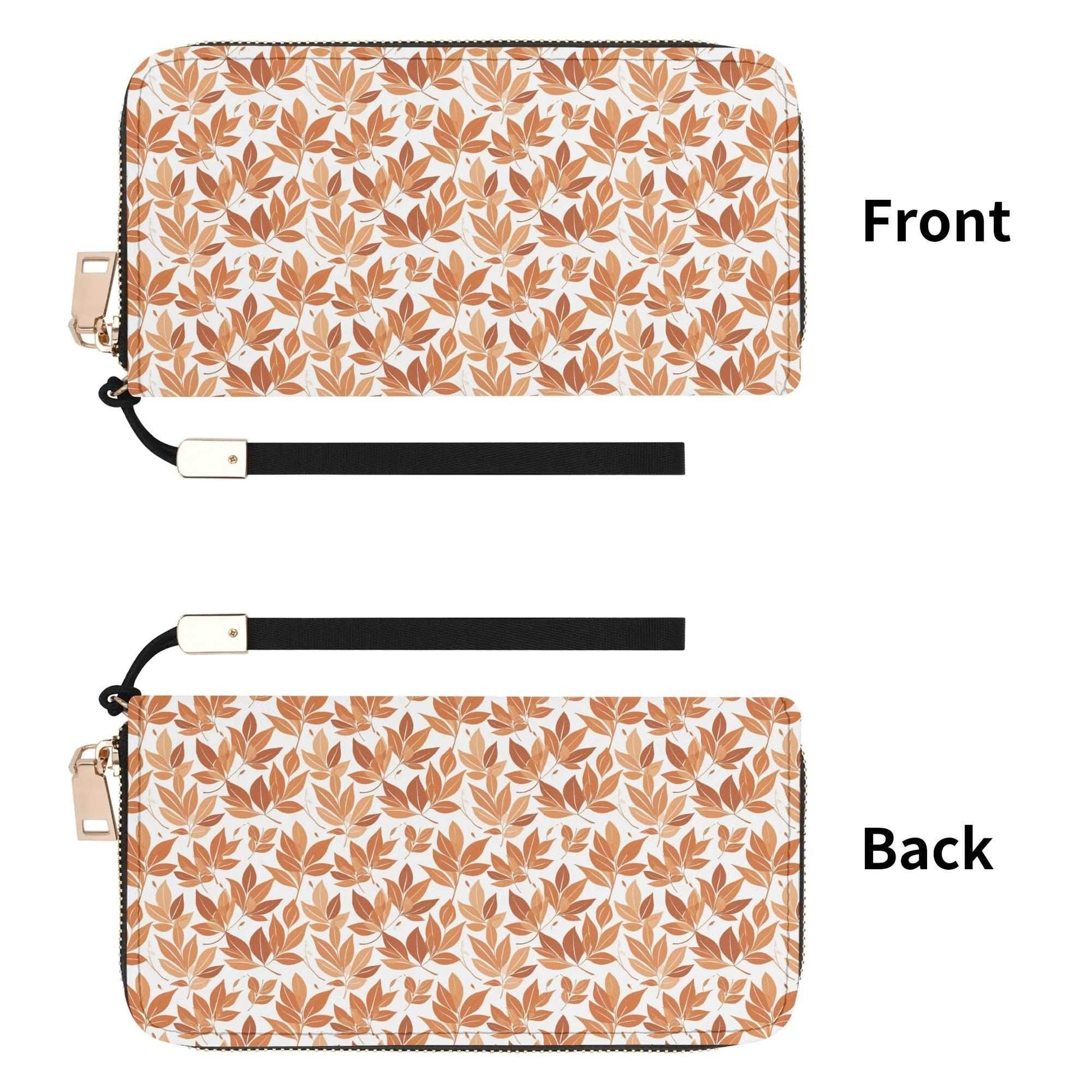 Autumn Leaves Women's Leather Zipper Wristlet Wallet - DeRose Seasonal