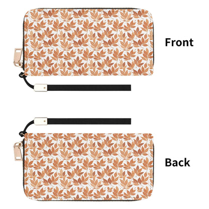 Autumn Leaves Women's Leather Zipper Wristlet Wallet - DeRose Seasonal