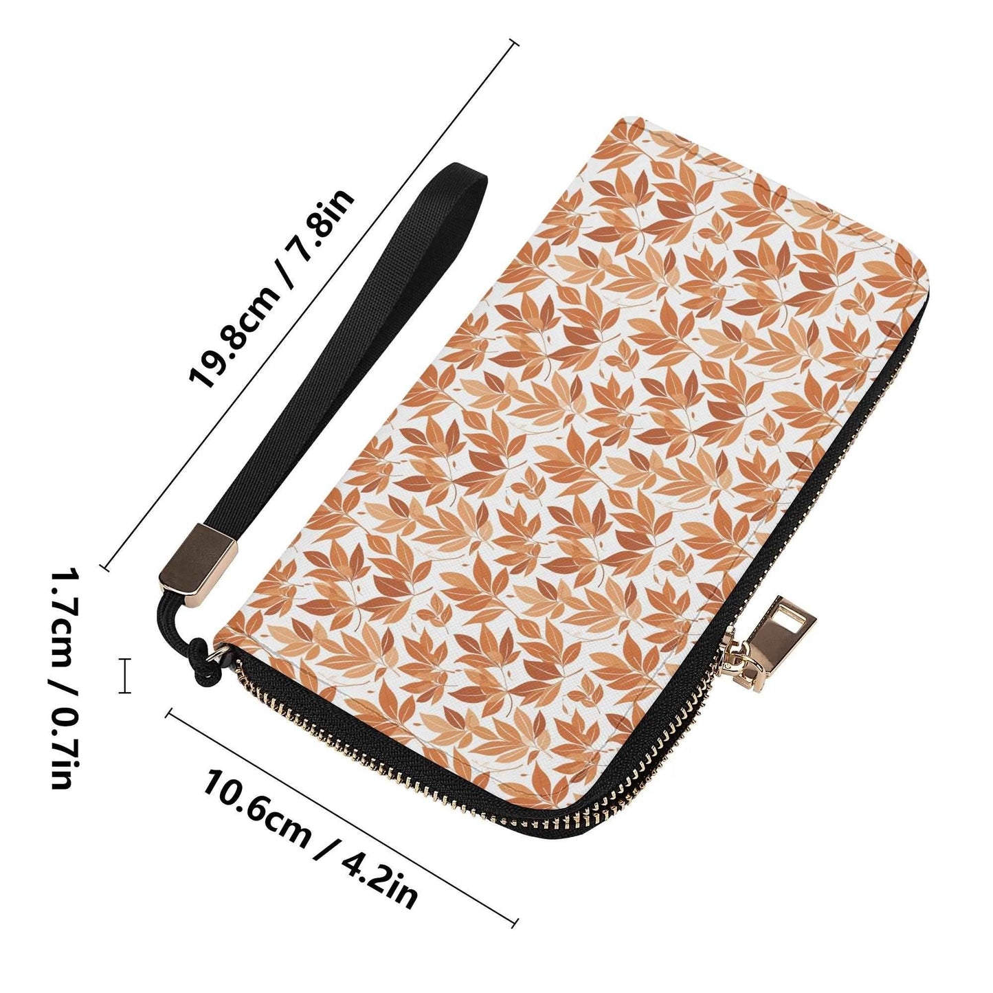 Autumn Leaves Women's Leather Zipper Wristlet Wallet - DeRose Seasonal