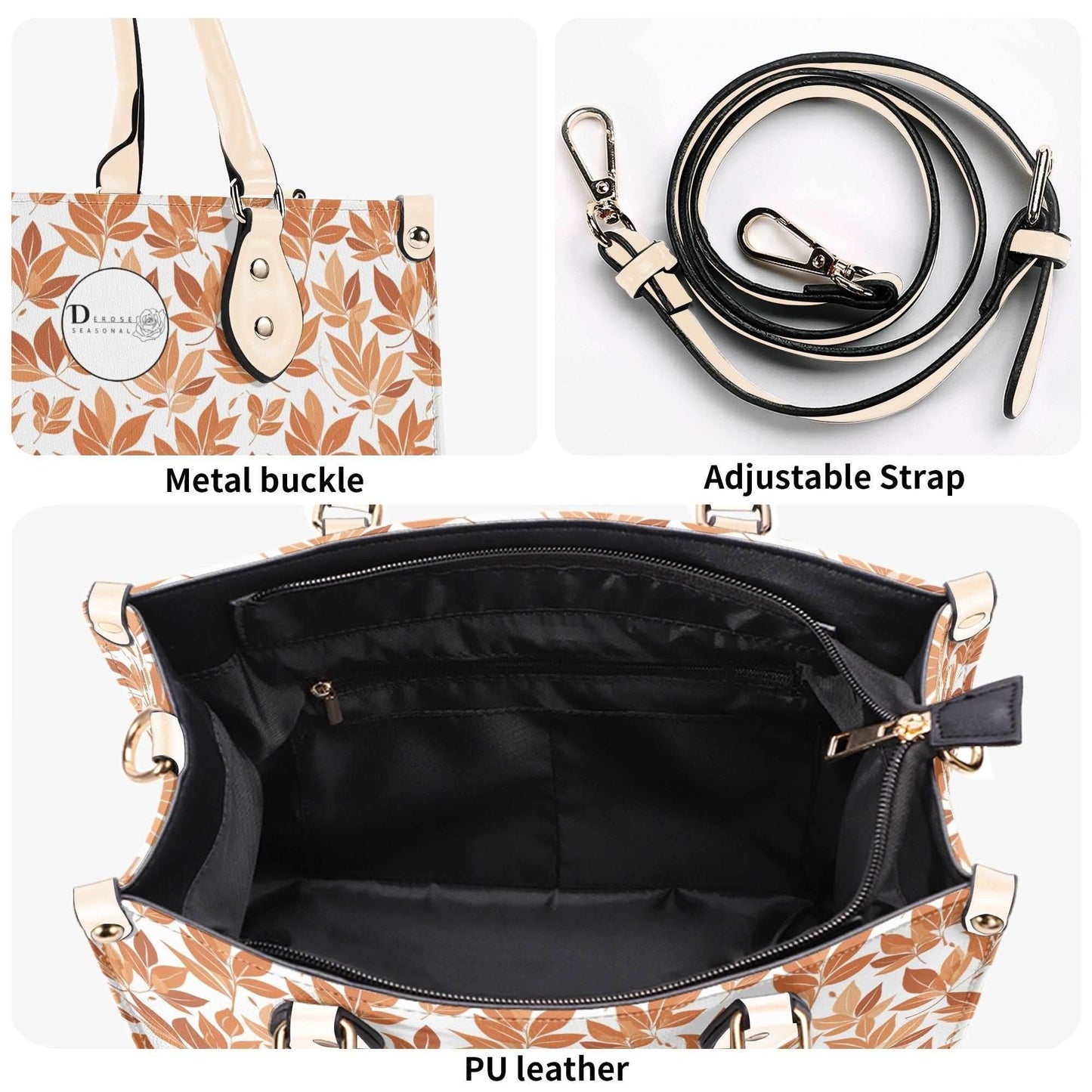Autumn Leaves Luxury Women Leather Handbag (3 sizes) - DeRose Seasonal