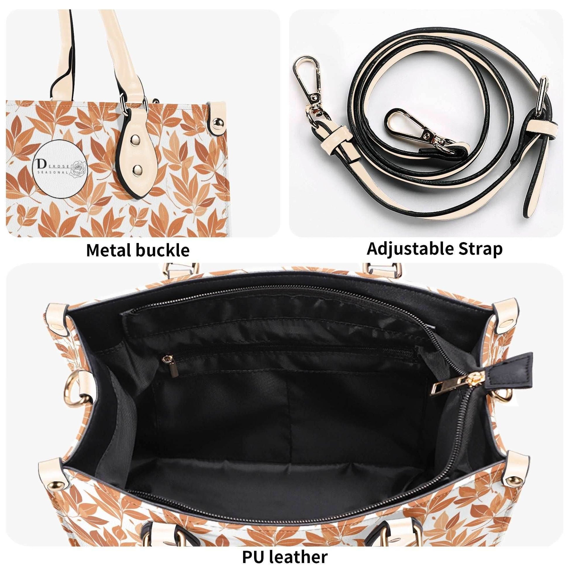 Autumn Leaves Luxury Women Leather Handbag (3 sizes) - DeRose Seasonal