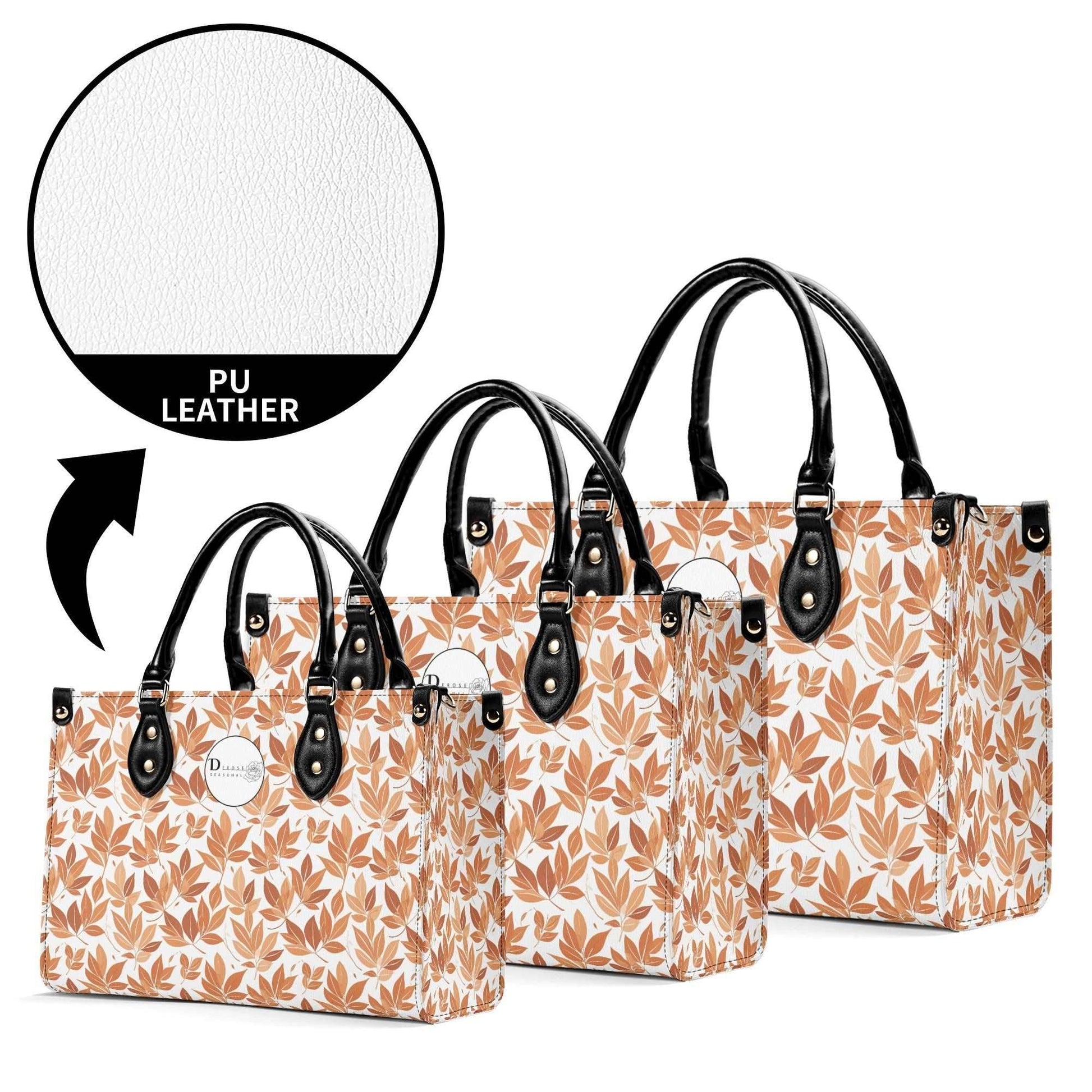 Autumn Leaves Luxury Women Leather Handbag (3 sizes) - DeRose Seasonal