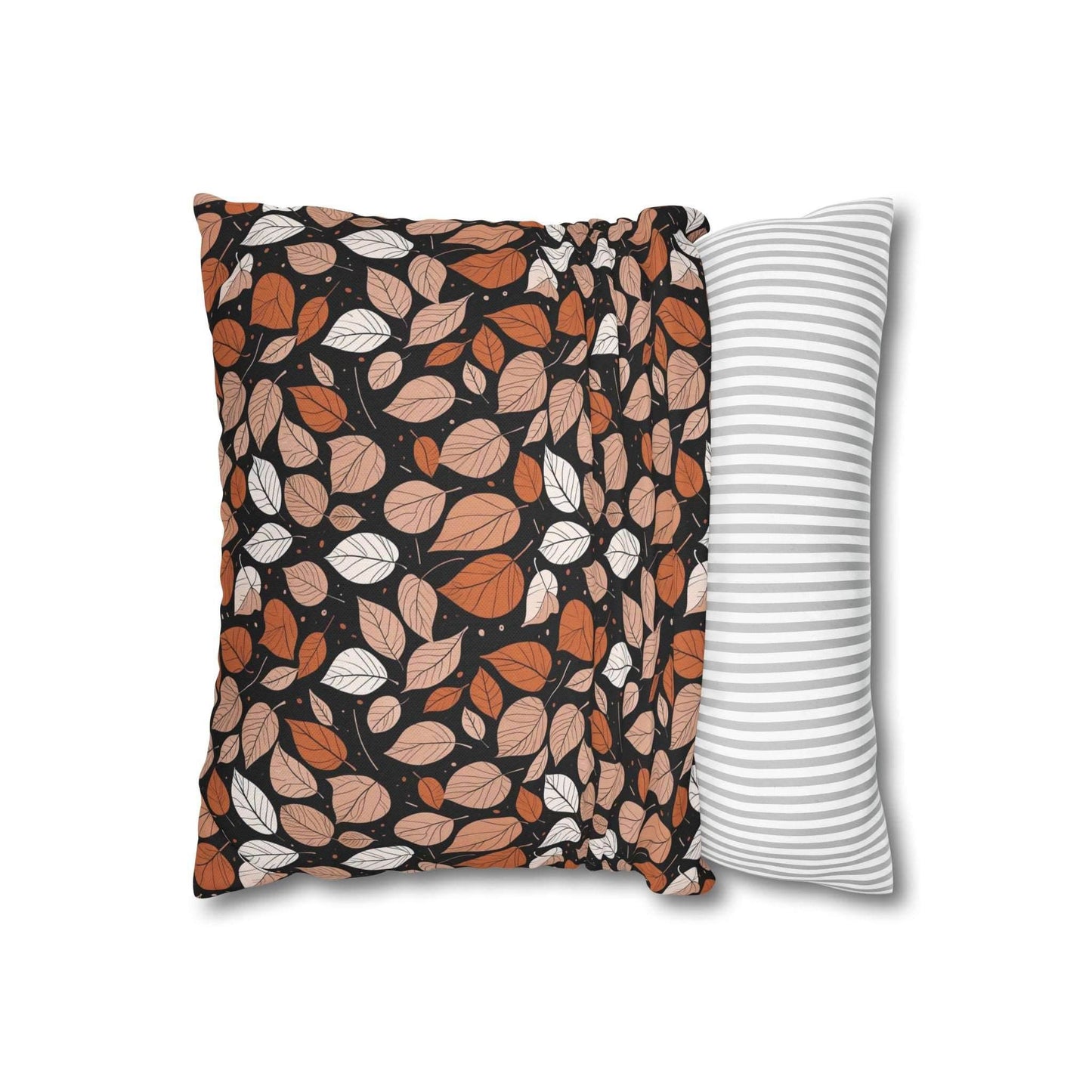 Dark Leaves Spun Polyester Square Pillowcase - DeRose Seasonal