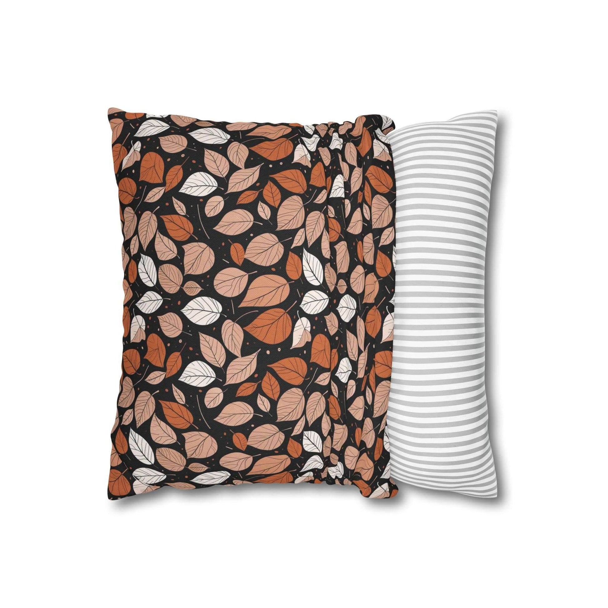 Dark Leaves Spun Polyester Square Pillowcase - DeRose Seasonal