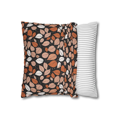 Dark Leaves Spun Polyester Square Pillowcase - DeRose Seasonal