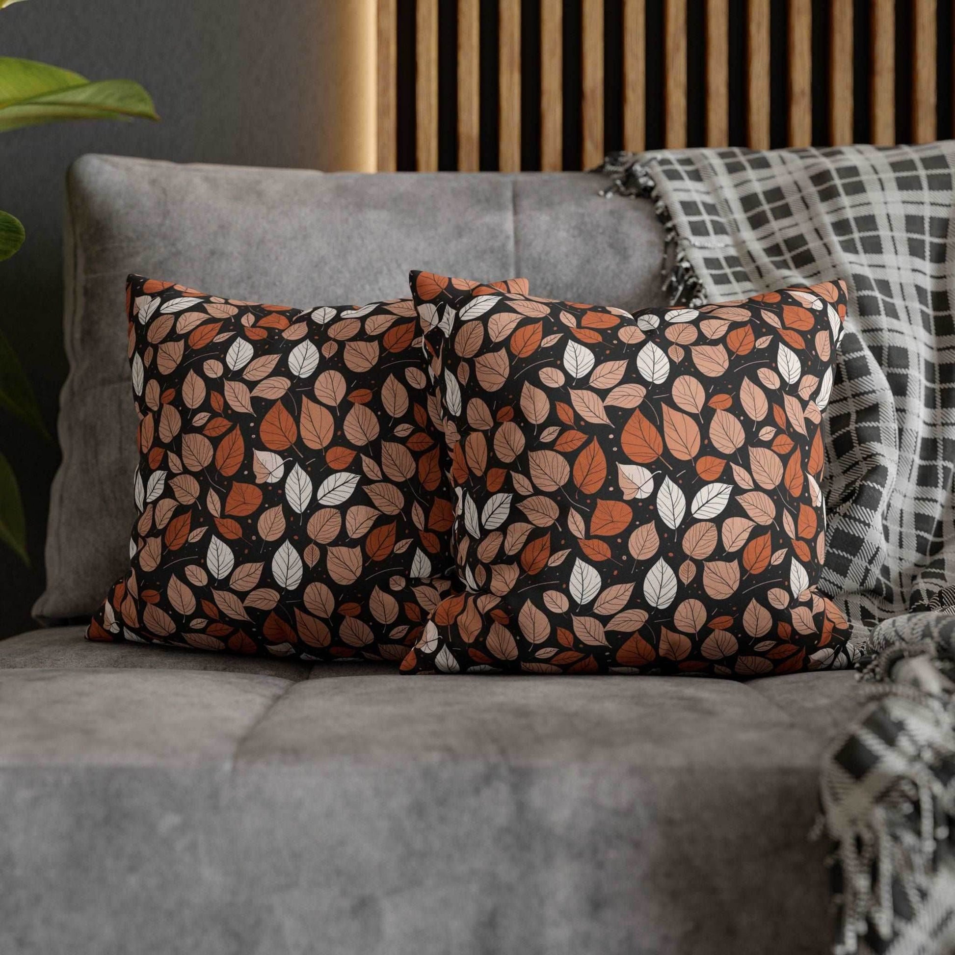 Dark Leaves Spun Polyester Square Pillowcase - DeRose Seasonal