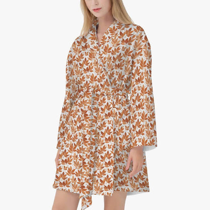 Autumn Leaves Women's Loose-fitting Bathrobe - DeRose Seasonal