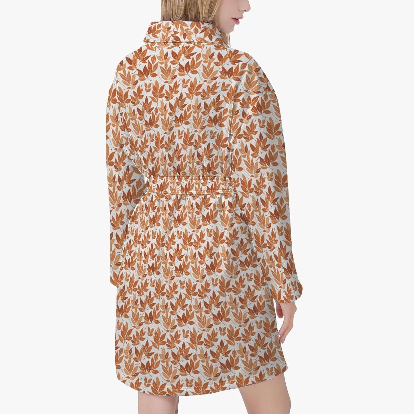 Autumn Leaves Women's Loose-fitting Bathrobe - DeRose Seasonal