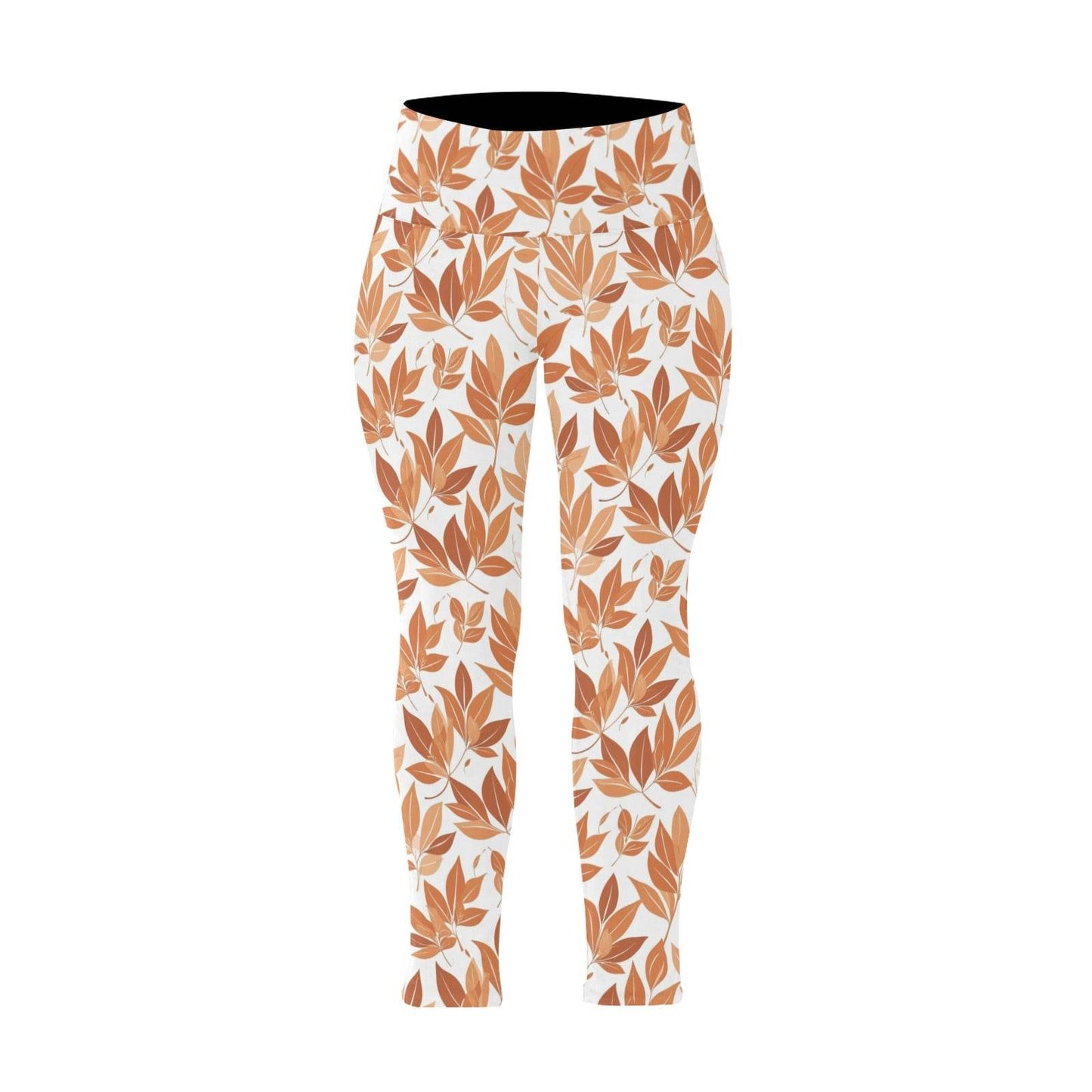 Autumn Leaves Women's Plus Size High Waited Leggings Women's High Waist Leggings(Plus Size)(ModelL45) - DeRose Seasonal