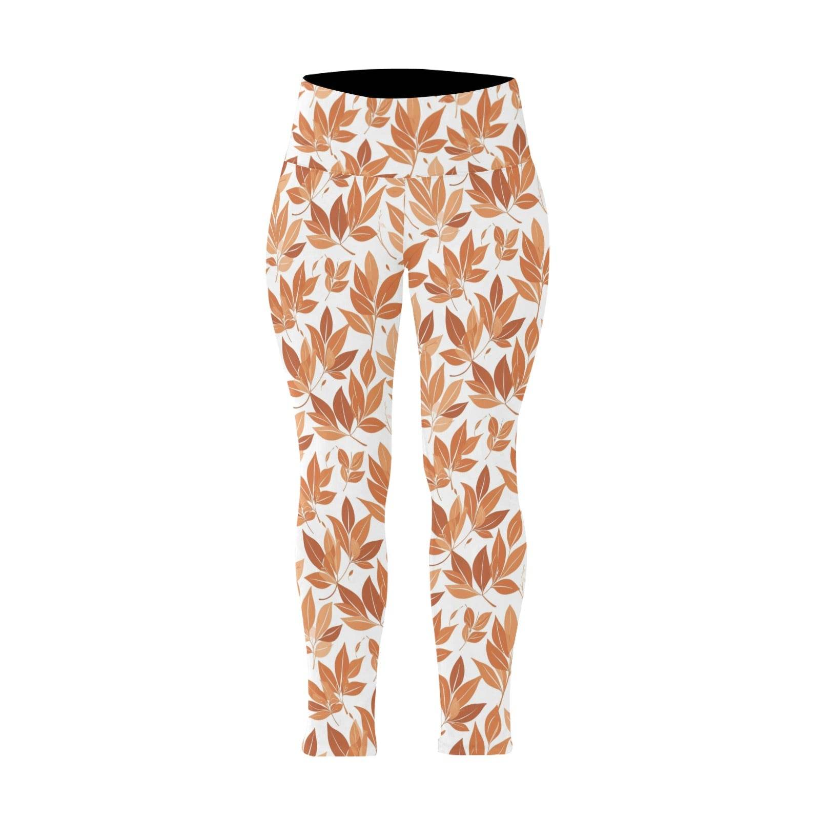Autumn Leaves Women's Plus Size High Waited Leggings Women's High Waist Leggings(Plus Size)(ModelL45) - DeRose Seasonal