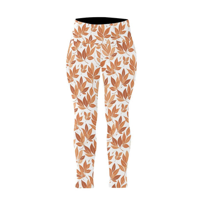 Autumn Leaves Women's Plus Size High Waited Leggings Women's High Waist Leggings(Plus Size)(ModelL45) - DeRose Seasonal