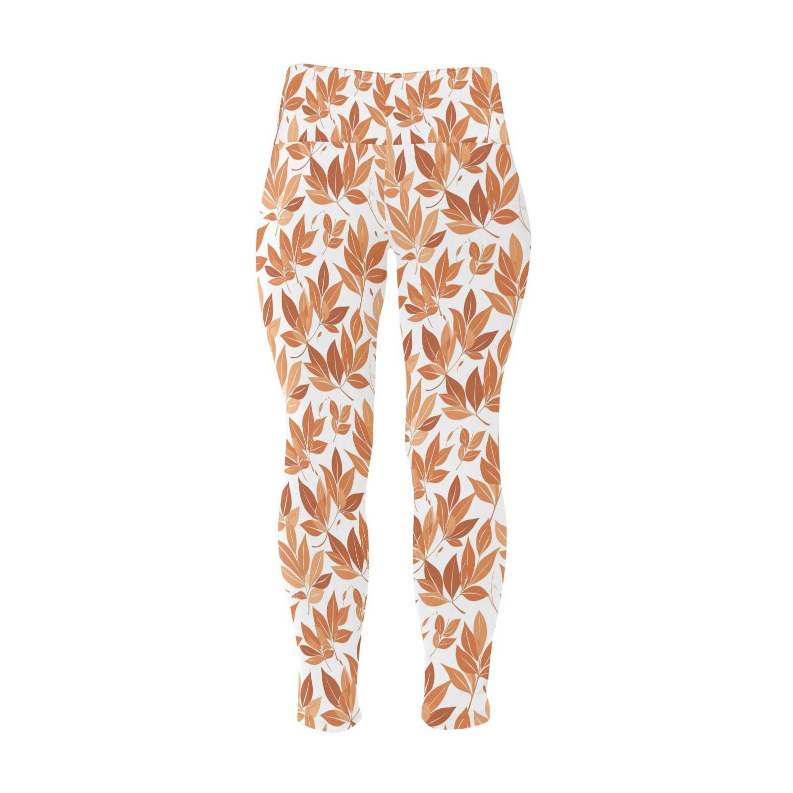 Autumn Leaves Women's Plus Size High Waited Leggings Women's High Waist Leggings(Plus Size)(ModelL45) - DeRose Seasonal