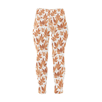 Autumn Leaves Women's Plus Size High Waited Leggings Women's High Waist Leggings(Plus Size)(ModelL45) - DeRose Seasonal