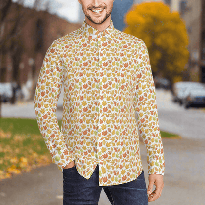 Autumn Men's Classic Long-Sleeved Button up Polyester Dress Shirt - DeRose Seasonal