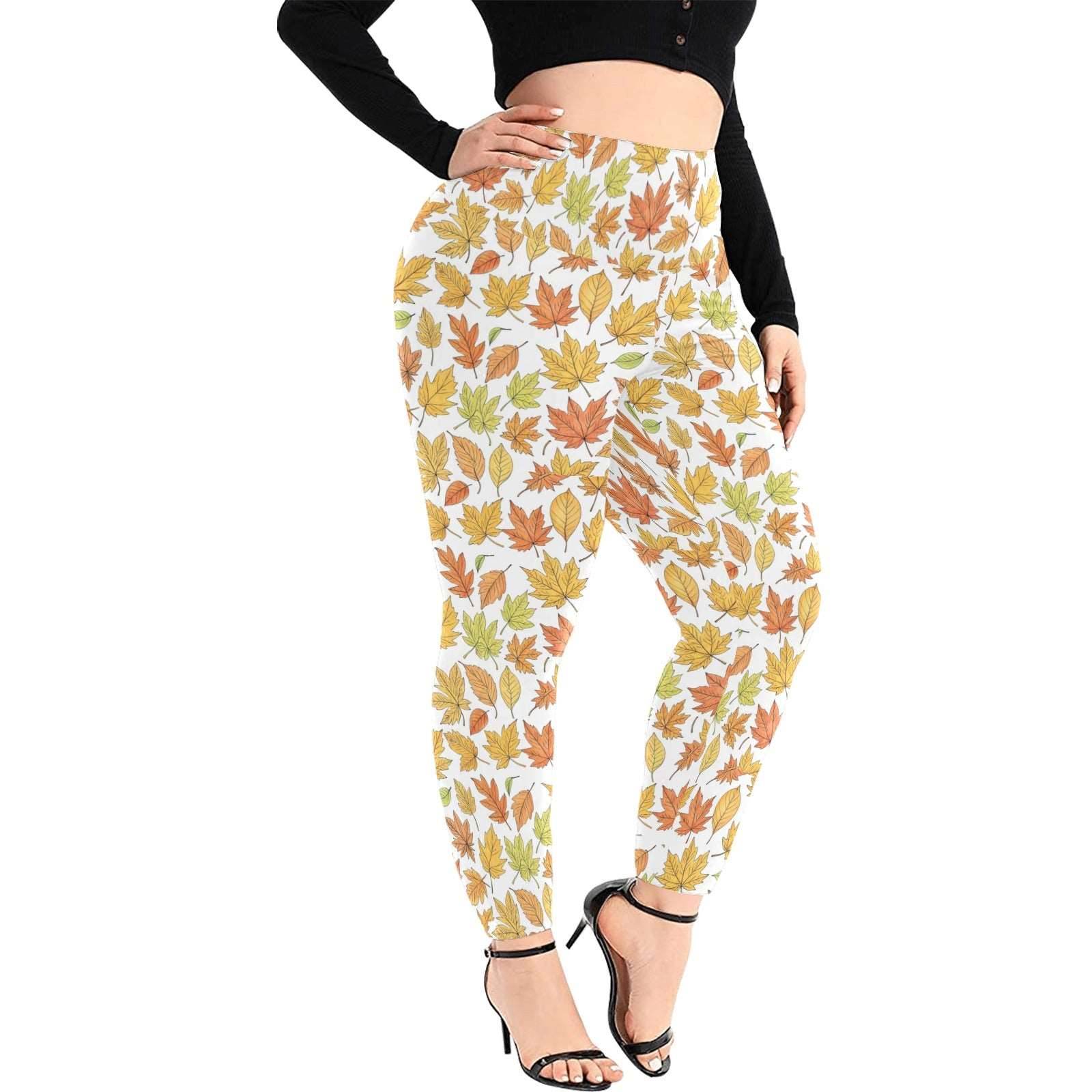 Autumn Women's Plus Size High Waited Leggings Women's High Waist Leggings(Plus Size)(ModelL45) - DeRose Seasonal