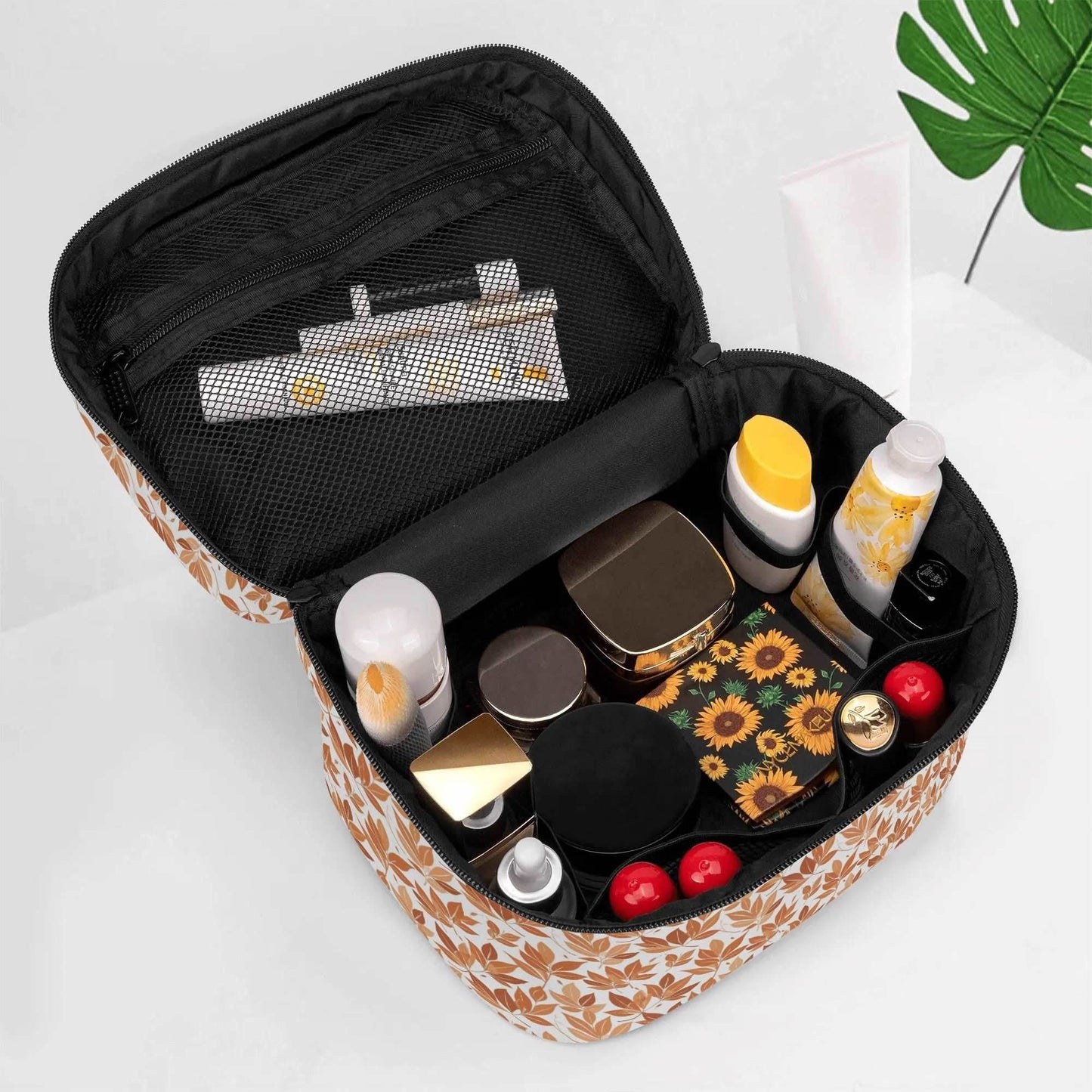 Autumn leaves Leather Cosmetic Bag - DeRose Seasonal