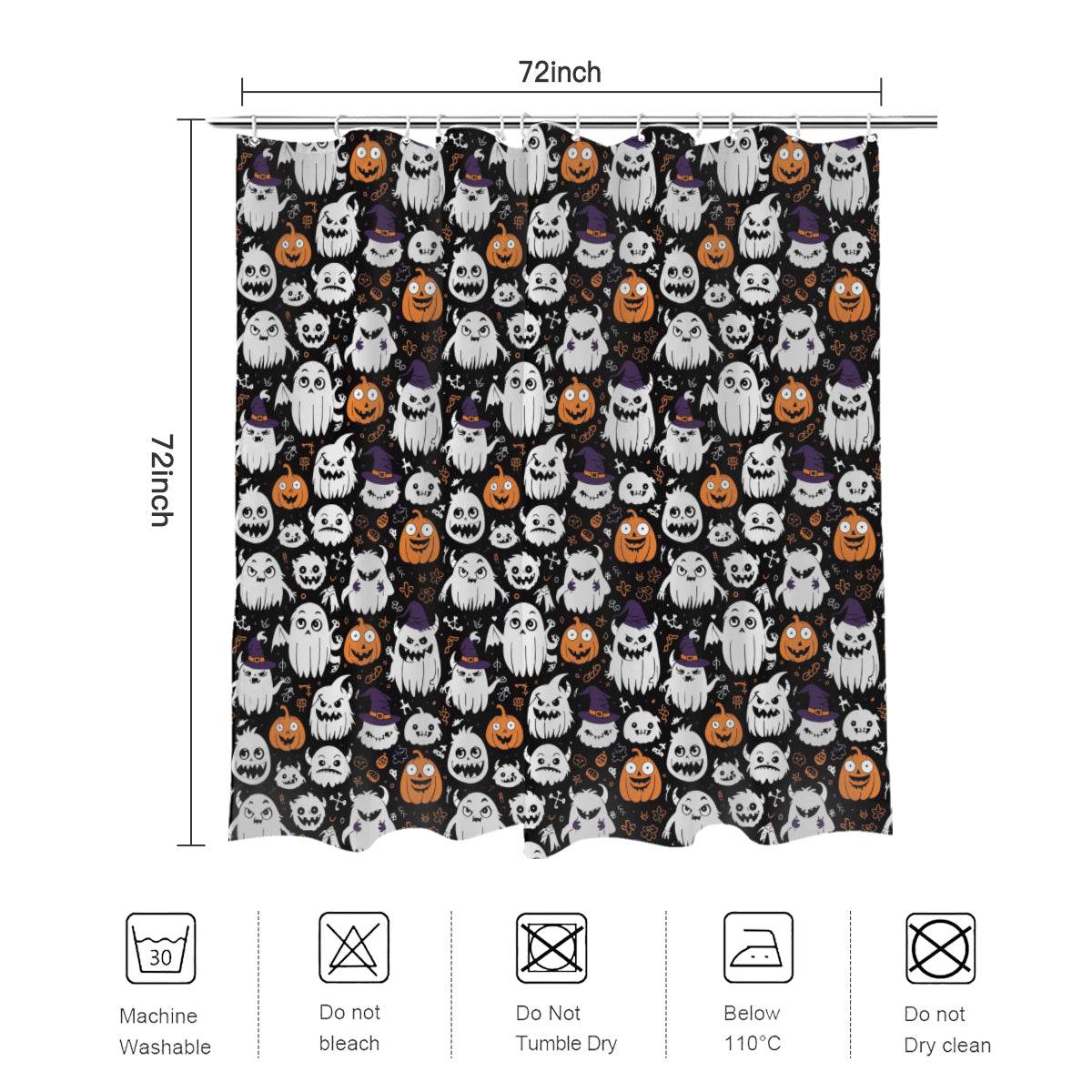 Cute Monster Witches Bathroom Four-Piece Set(Shower Curtain + Toilet Cover Mat + Toilet Foot Mat + Floor Mat)| Polyester - DeRose Seasonal