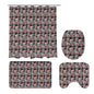 Skull and Pink Rose Bathroom Four-Piece Set(Shower Curtain + Toilet Cover Mat + Toilet Foot Mat + Floor Mat)| Polyester - DeRose Seasonal