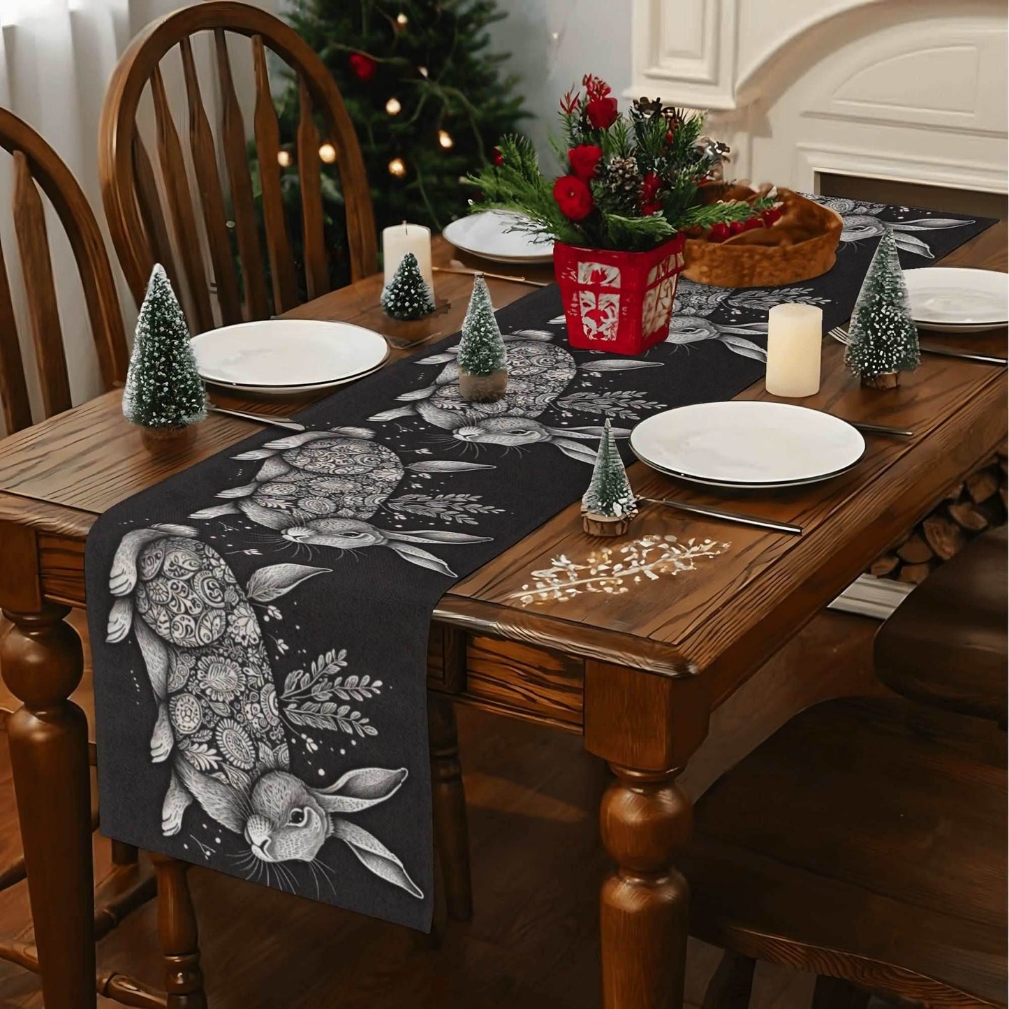 Big Abstract Bunny Polyester Table Runner - DeRose Seasonal