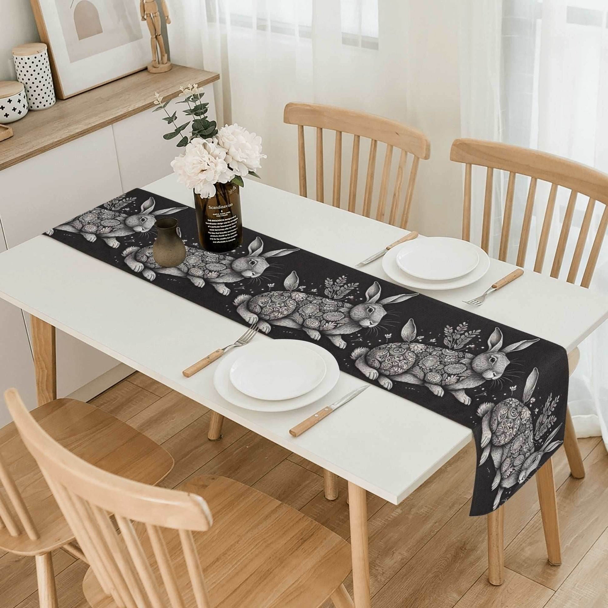 Big Abstract Bunny Polyester Table Runner - DeRose Seasonal