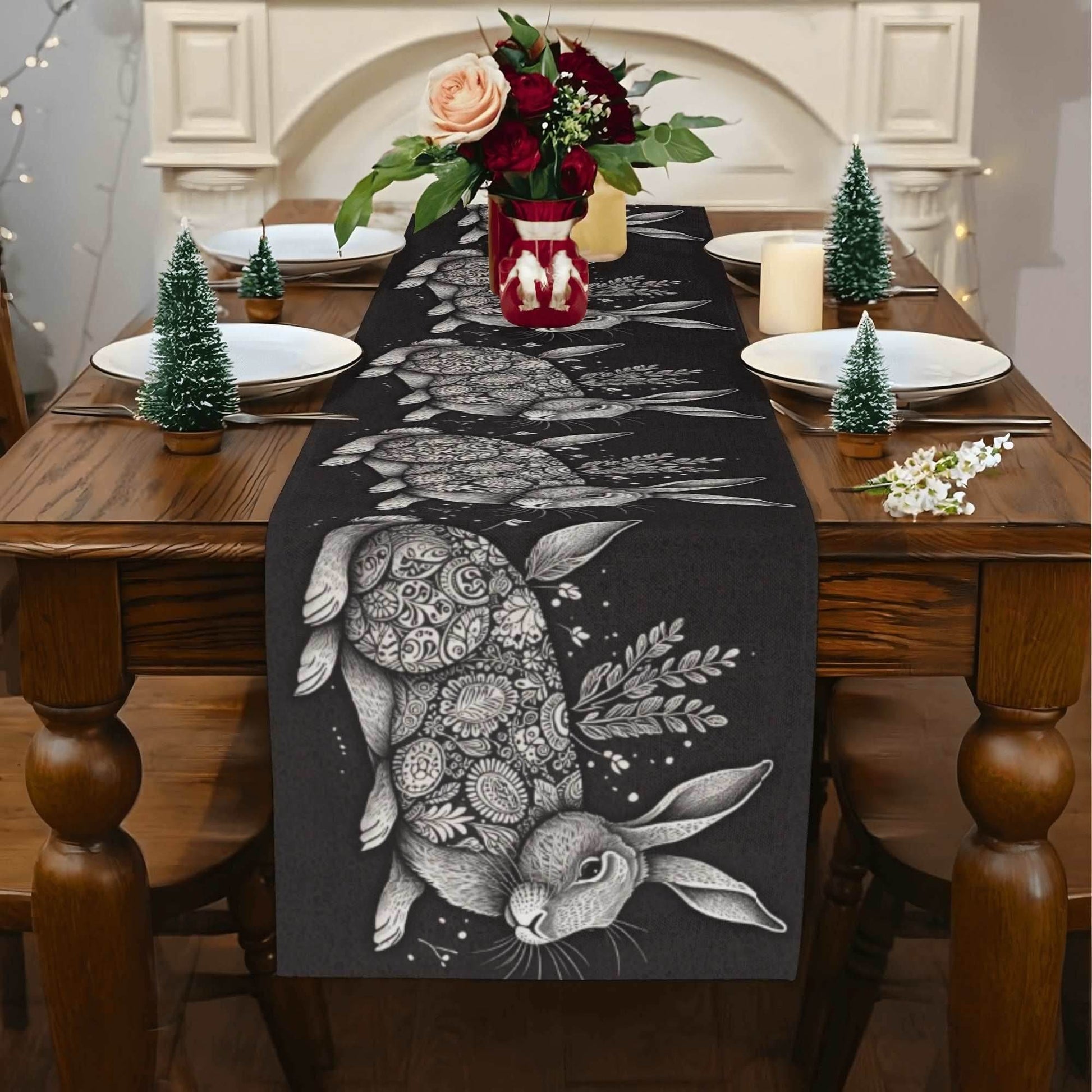 Big Abstract Bunny Polyester Table Runner - DeRose Seasonal