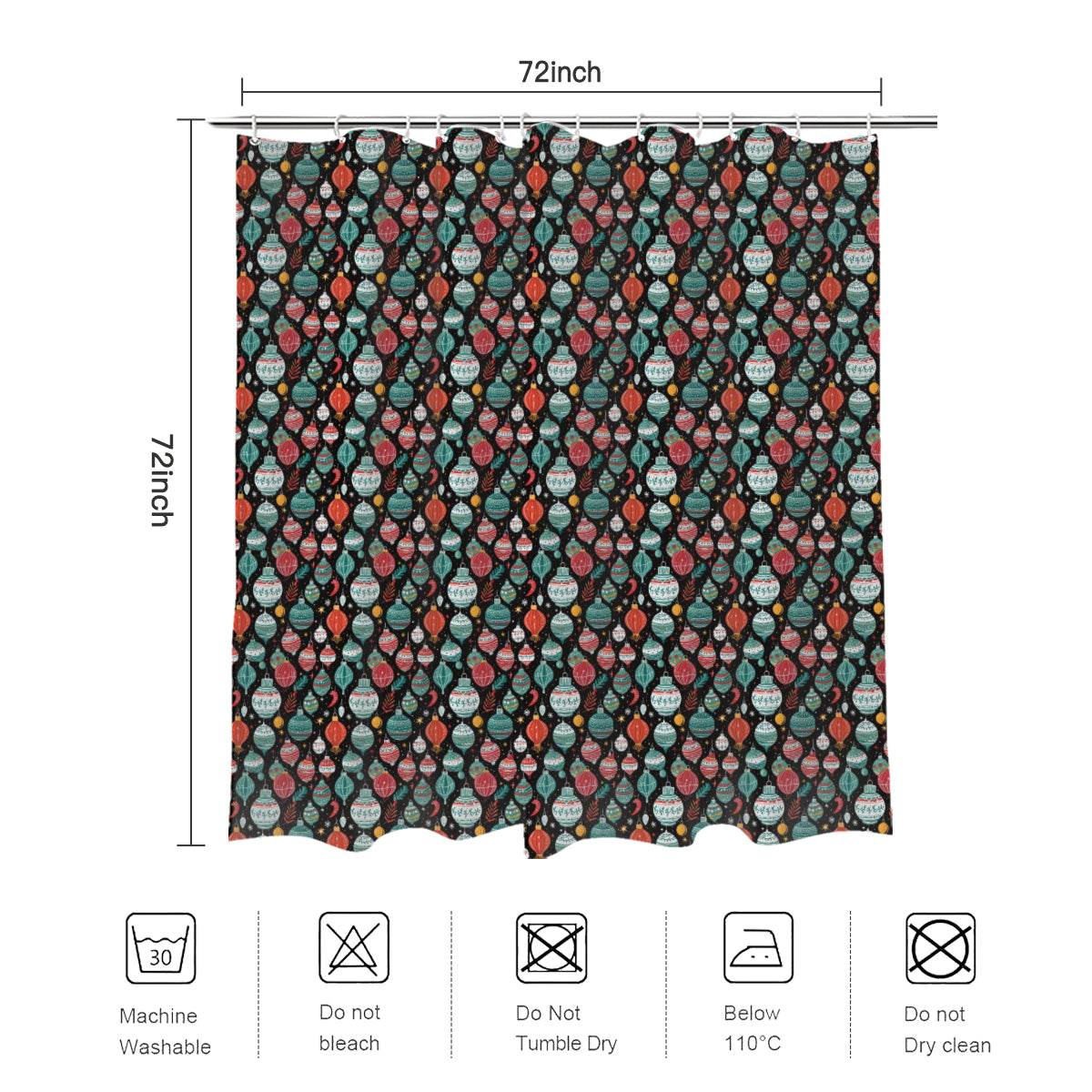 Big Ornament Bathroom Four-Piece Set(Shower Curtain + Toilet Cover Mat + Toilet Foot Mat + Floor Mat)| Polyester - DeRose Seasonal