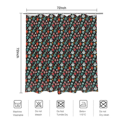 Big Ornament Bathroom Four-Piece Set(Shower Curtain + Toilet Cover Mat + Toilet Foot Mat + Floor Mat)| Polyester - DeRose Seasonal