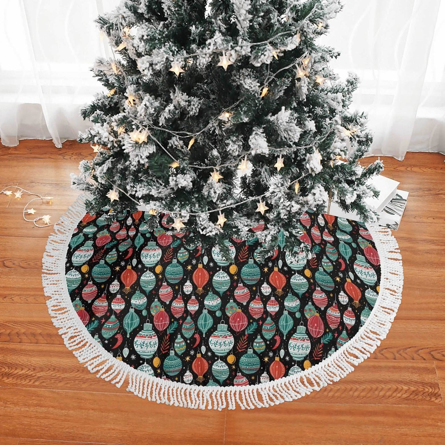 Big Ornament Fringed Christmas Tree Skirts - DeRose Seasonal