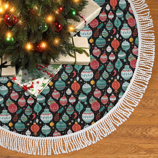 Big Ornament Fringed Christmas Tree Skirts - DeRose Seasonal