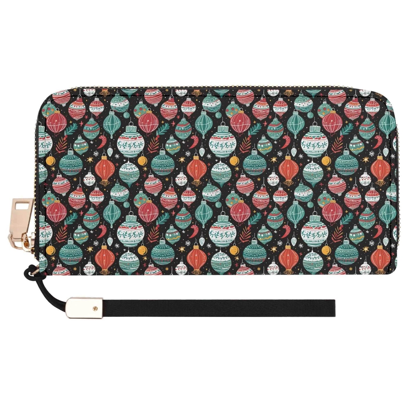 Big Ornament Women's Leather Zipper Wristlet Wallet - DeRose Seasonal