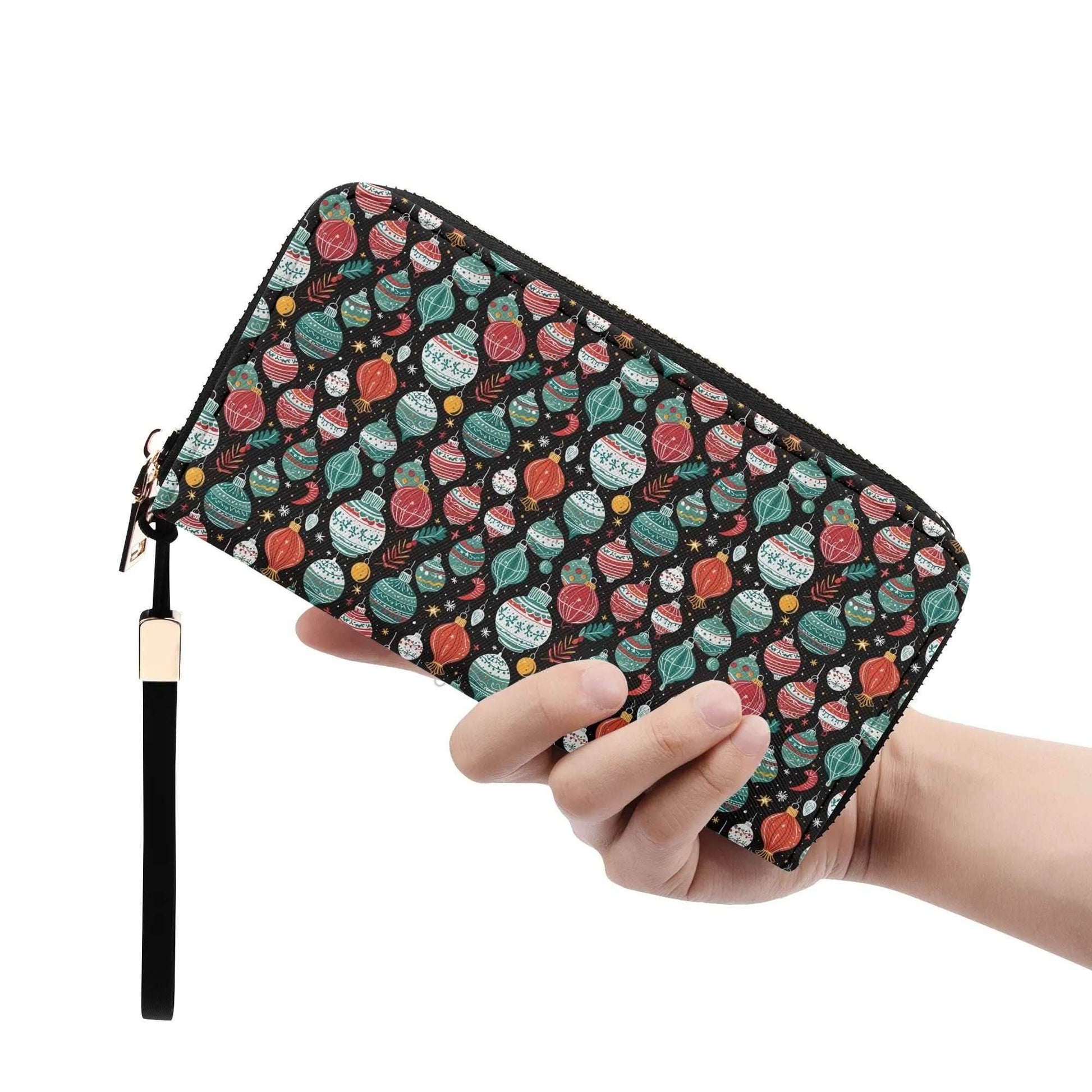 Big Ornament Women's Leather Zipper Wristlet Wallet - DeRose Seasonal