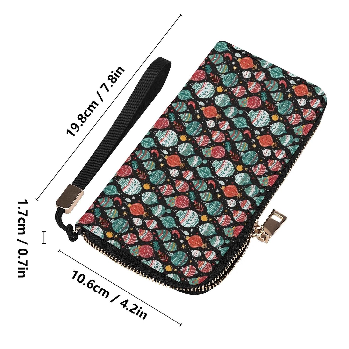 Big Ornament Women's Leather Zipper Wristlet Wallet - DeRose Seasonal