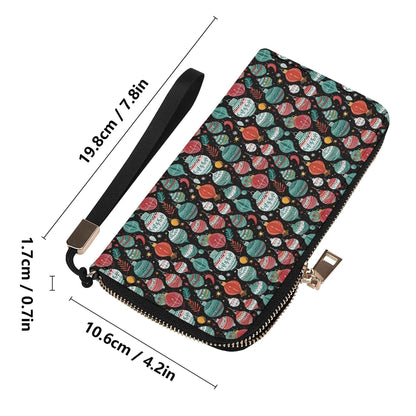 Big Ornament Women's Leather Zipper Wristlet Wallet - DeRose Seasonal