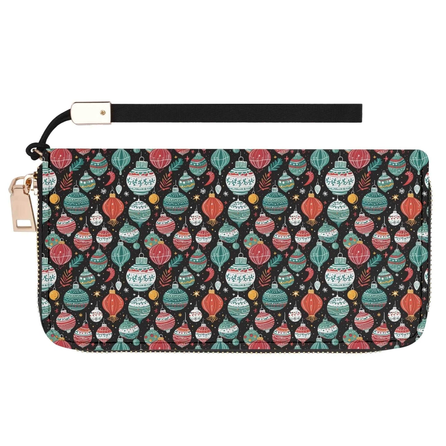 Big Ornament Women's Leather Zipper Wristlet Wallet - DeRose Seasonal