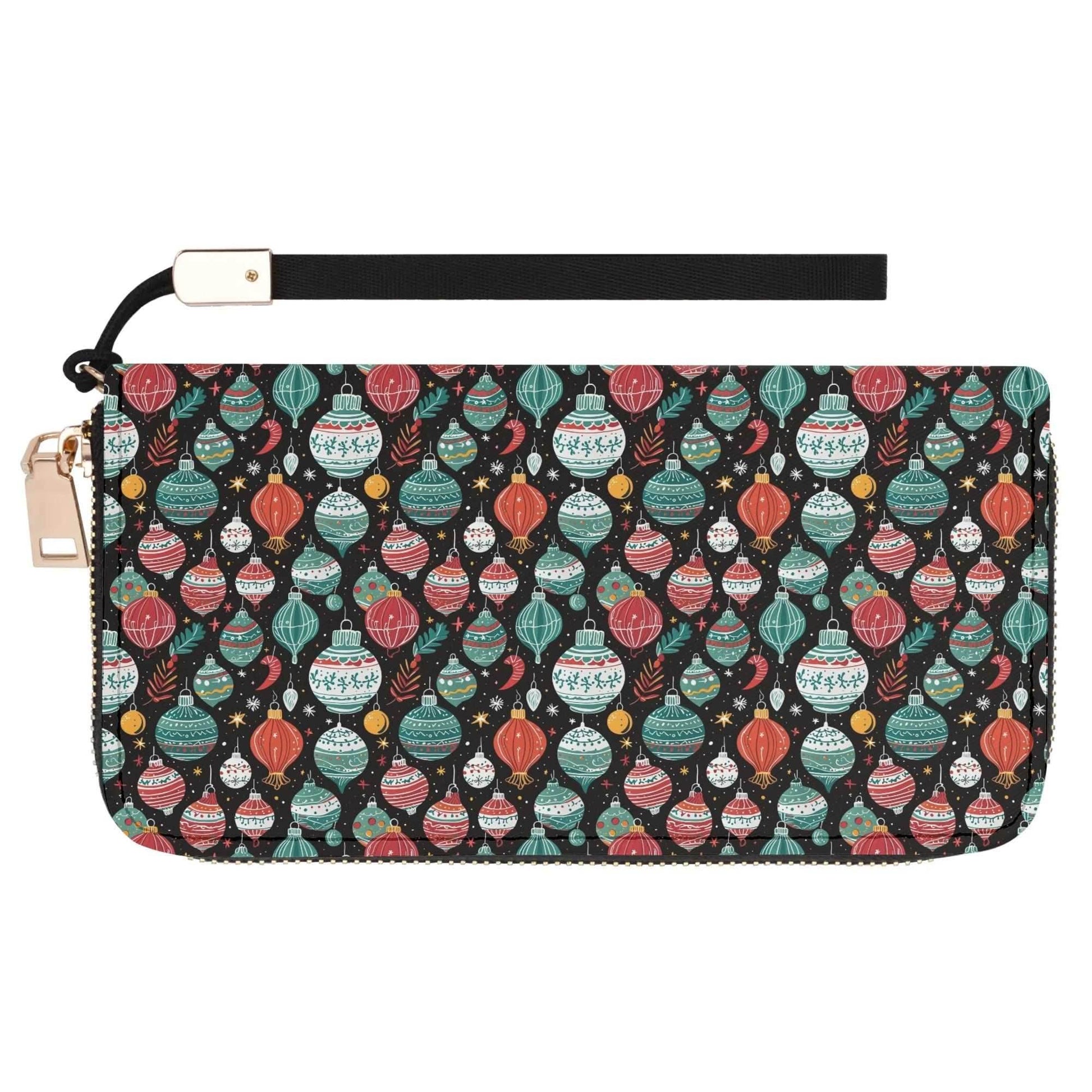 Big Ornament Women's Leather Zipper Wristlet Wallet - DeRose Seasonal