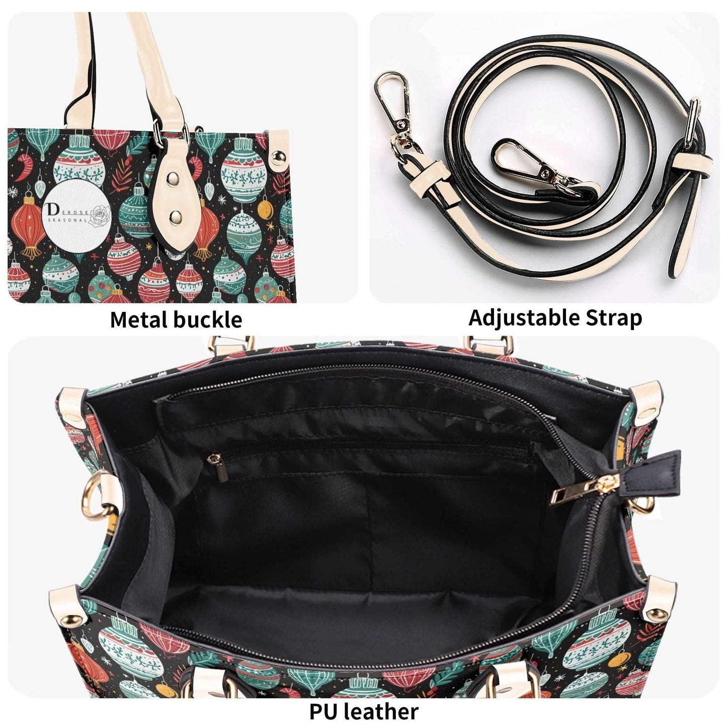 Big Ornament Luxury Women Leather Handbag (3 sizes) - DeRose Seasonal