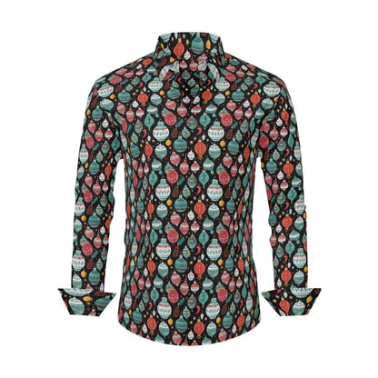 Big Ornament Men's Classic Long-Sleeved Button up Polyester Dress Shirt - DeRose Seasonal