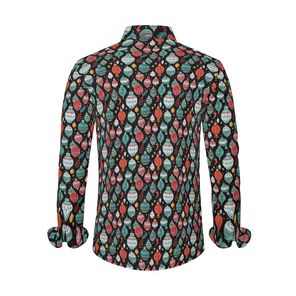 Big Ornament Men's Classic Long-Sleeved Button up Polyester Dress Shirt - DeRose Seasonal