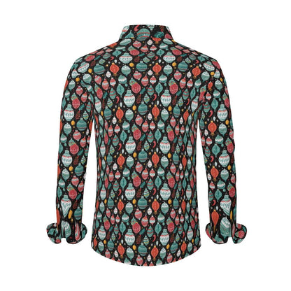 Big Ornament Men's Classic Long-Sleeved Button up Polyester Dress Shirt - DeRose Seasonal