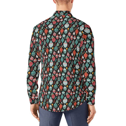 Big Ornament Men's Classic Long-Sleeved Button up Polyester Dress Shirt - DeRose Seasonal