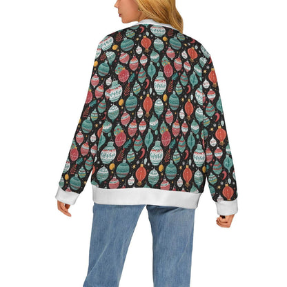 Big Ornament Women's Cardigan Button Sweater Custom Women's Cardigan (Model H73) - DeRose Seasonal
