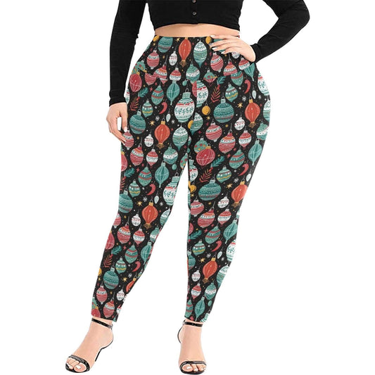 Big Ornament Women's Plus Size High Waited Leggings Women's High Waist Leggings(Plus Size)(ModelL45) - DeRose Seasonal