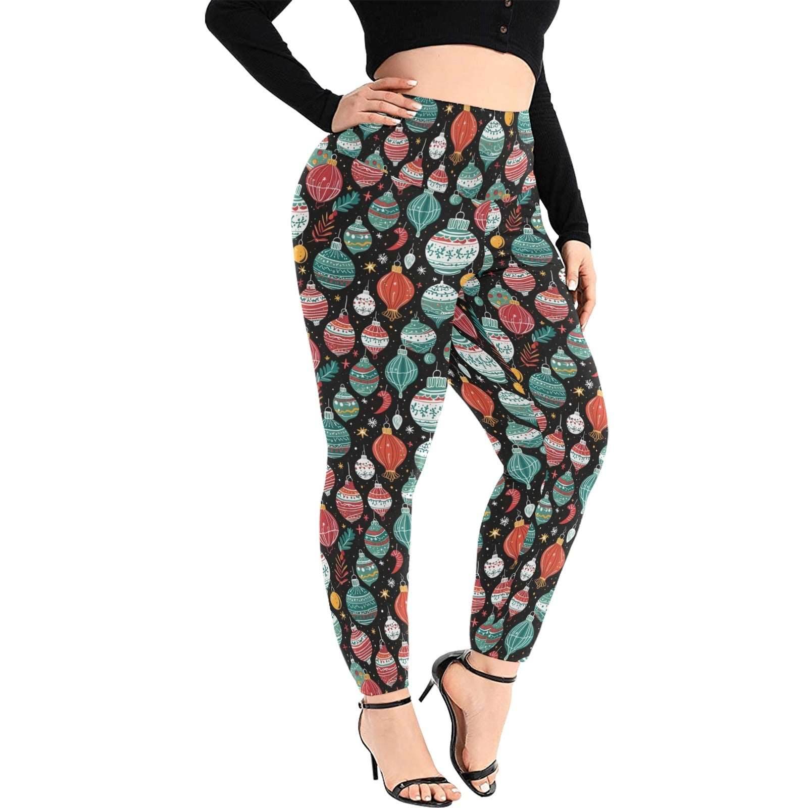 Big Ornament Women's Plus Size High Waited Leggings Women's High Waist Leggings(Plus Size)(ModelL45) - DeRose Seasonal