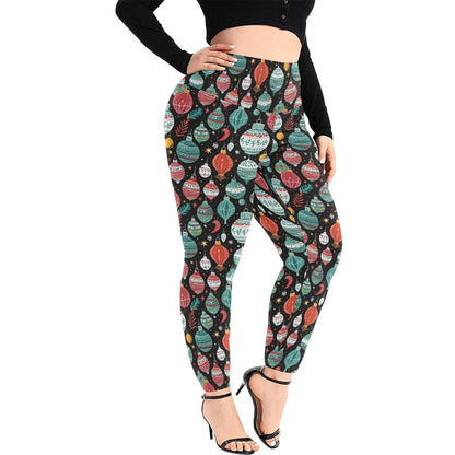 Big Ornament Women's Plus Size High Waited Leggings Women's High Waist Leggings(Plus Size)(ModelL45) - DeRose Seasonal