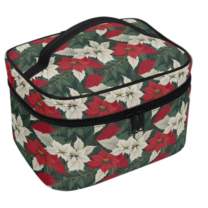 Big Poinsettia Leather Cosmetic Bag - DeRose Seasonal