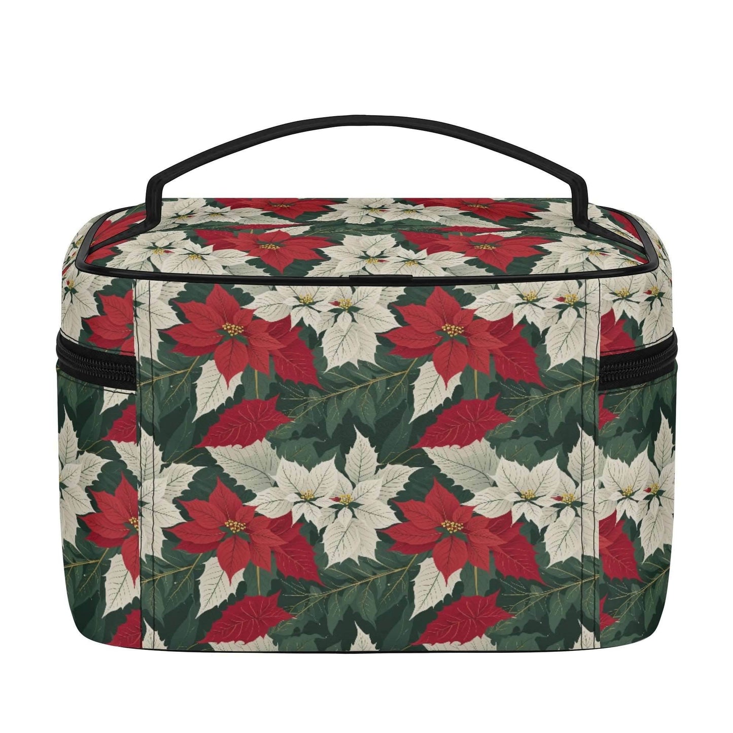 Big Poinsettia Leather Cosmetic Bag - DeRose Seasonal