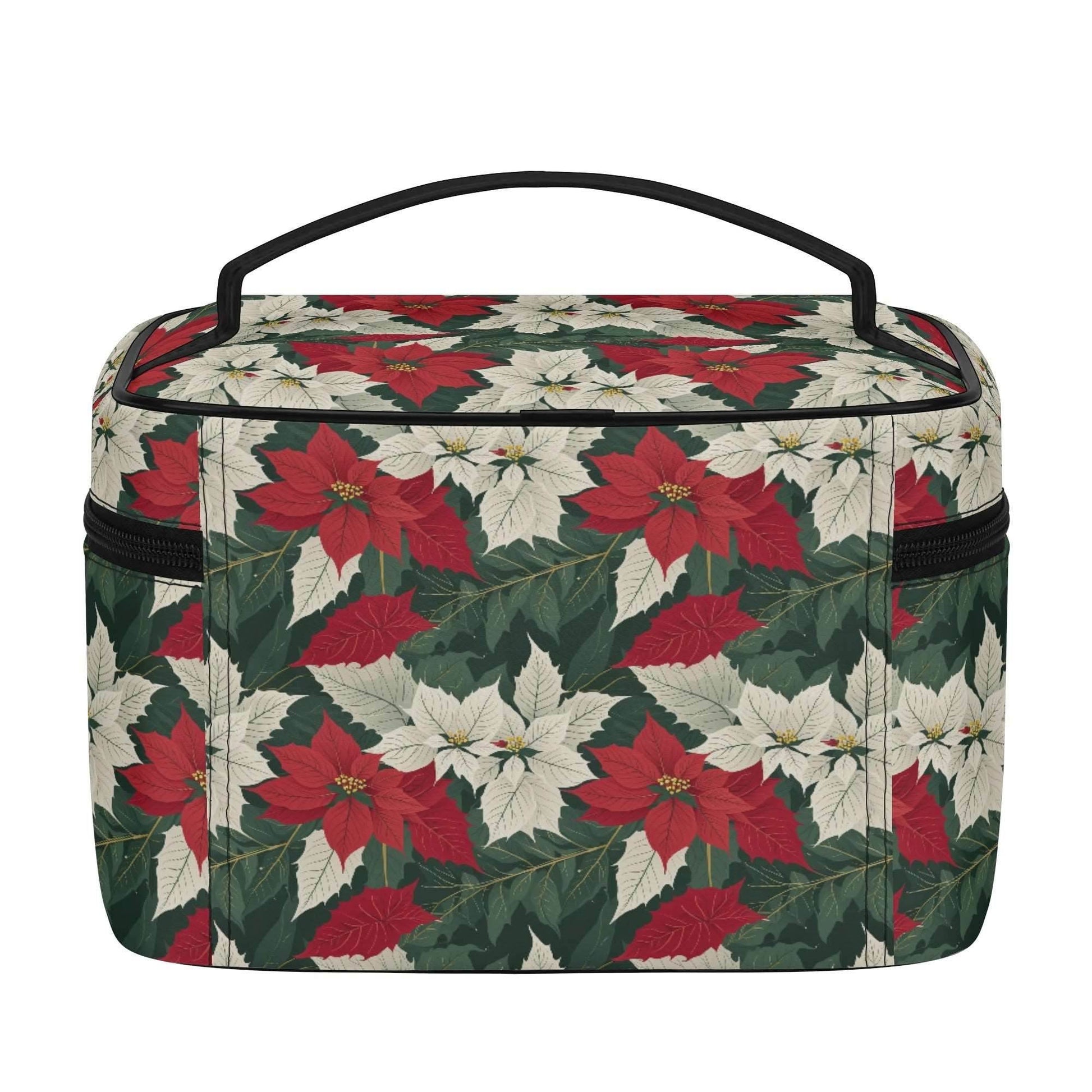 Big Poinsettia Leather Cosmetic Bag - DeRose Seasonal