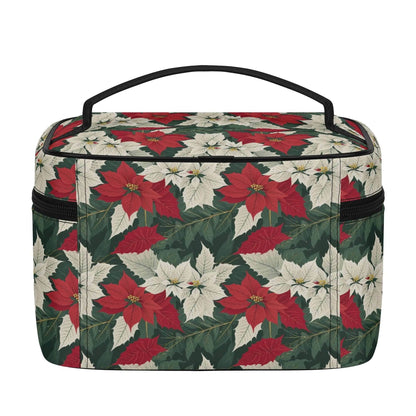 Big Poinsettia Leather Cosmetic Bag - DeRose Seasonal