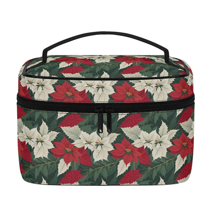 Big Poinsettia Leather Cosmetic Bag - DeRose Seasonal