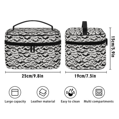 Black and White Bats Leather Cosmetic Bag - DeRose Seasonal